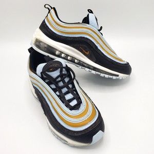 Nike Air Max 97 GS Fleece Size 5.5Y Womens 7 Shoes Black Gold Blue CD4831-001
